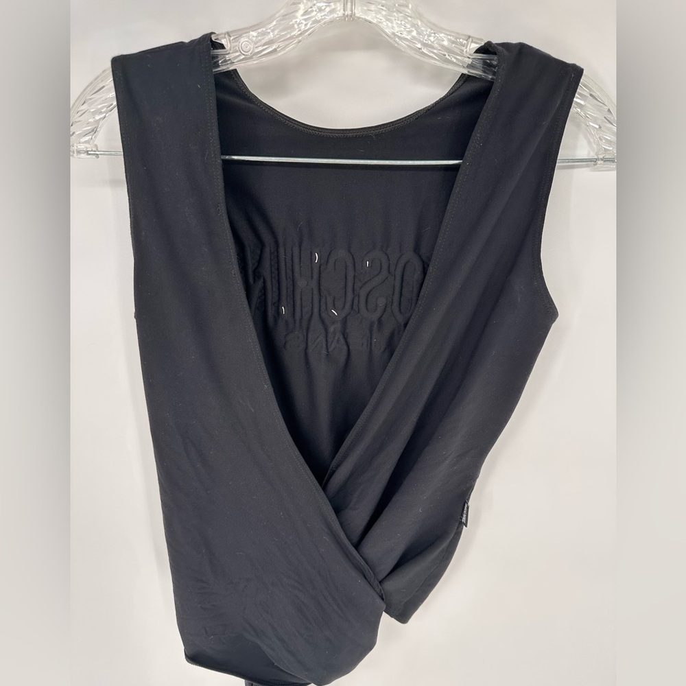 Vintage Moschino Women's Logo Wrap Tank Size 42 Black Made In Italy Y2K 2000s - Picture 4 of 8